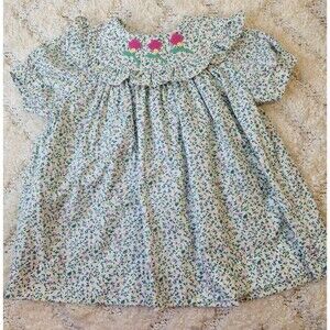 Vtg MELISSA JACKSON Baby Girls Dress Sz 2T Floral Cottage Core Baby Doll‎ Easter